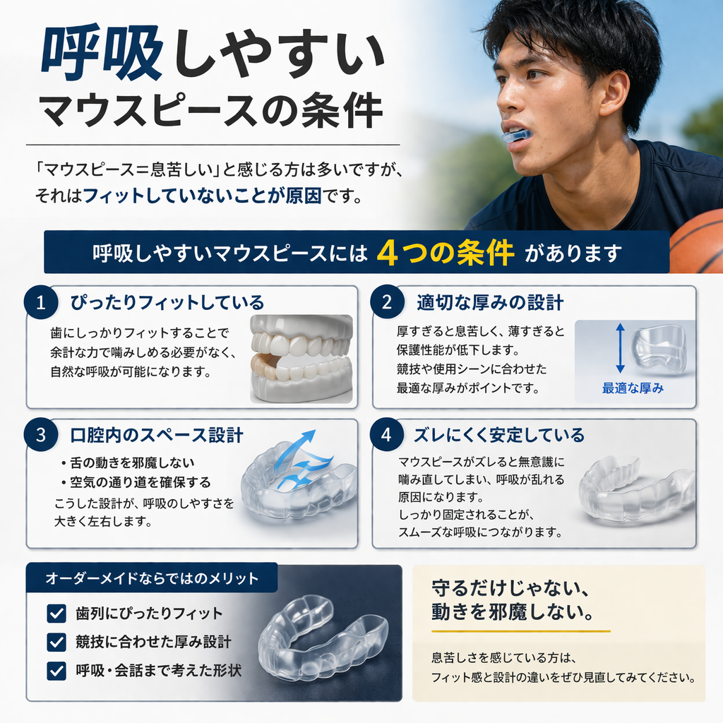 呼吸しやすいマウスピースの条件